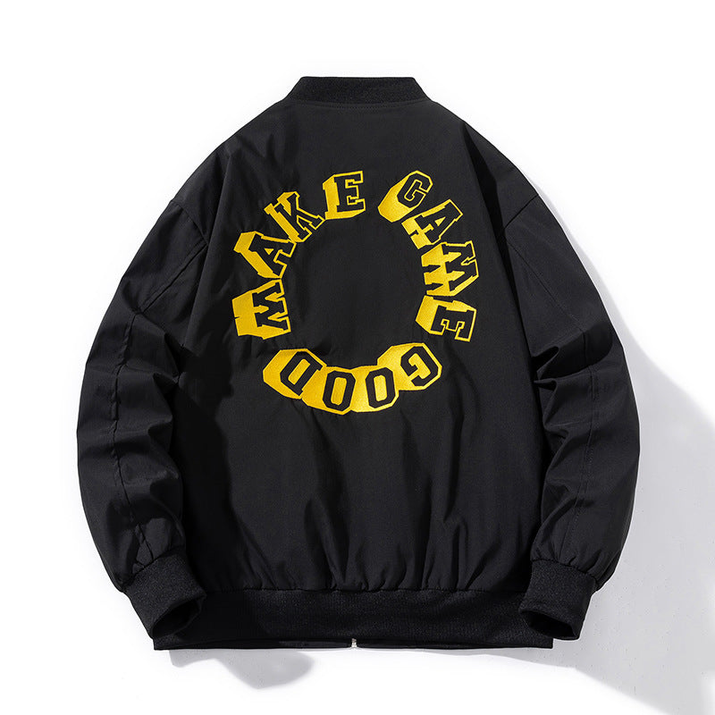 Varsity Jacket Solid Color Thin Embroidery
