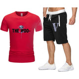 Vlone T Shirts & Shorts 2 Piece Set Rose Large V Printed Men'S And Women'S Loose Short-Sleeved T-Shirt