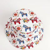 Bucket Hat Fishing Cap Cotton Print Fisherman Hat Man and Woman Cartoon Printed Flowers