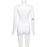 Fall Women's Clothing New Size Printed High Waist Tight Long Sleeve Casual Sports One-Piece Shorts for Women
