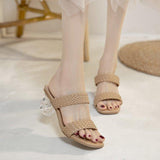 High Heels Slides Large Size Summer Fashion Woven High Heel Sandals