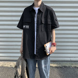 Men Shirts Workwear Shirt Solid Color Short Sleeve Shirt