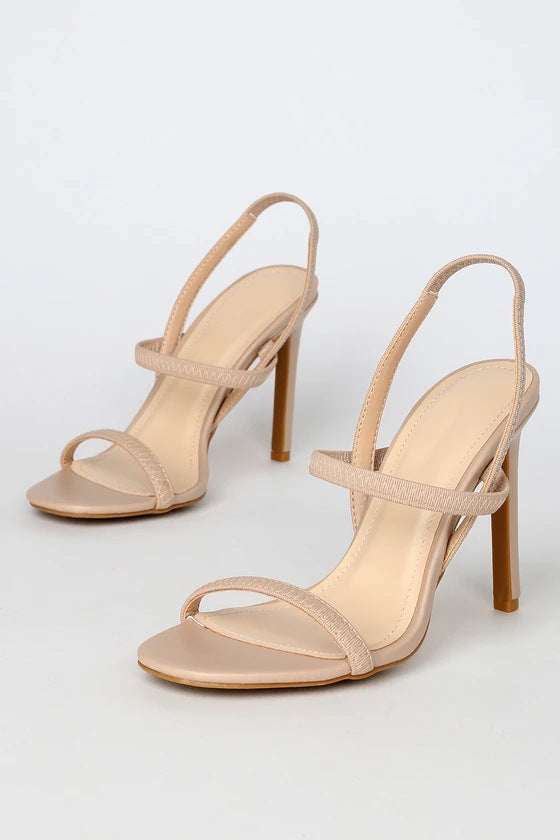 Nude Strappy Heels Summer Super High Heels