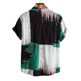Camp Collar Shirt Floral Color Matching Cardigan Short Sleeve