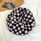 Vintage Check Bucket Hat Beret Plaid