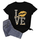Valentine's Day T Shirts Couples T-shirt Female with Hearts Printed Short Sleeve T-shirt Short Sleeve