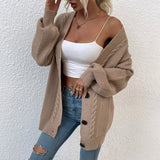 Women's Cardigan Knit Sweater Autumn and Winter Knitted Cardigan Twist Sweater Women's Coat