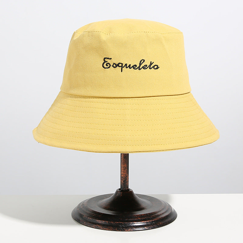 Women Bucket Hat Embroidered Single-Sided Bucket Hat Letters