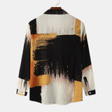 Camp Collar Shirt Beach Print Long Sleeve