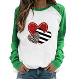 Valentine's Day T Shirt Women's Long Sleeve Heart Printing Long Sleeve