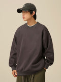 Men Sweatshirts Solid Color round Neck Sweater Japanese Style Thin Loose
