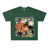Film Star T Shirt Summer Loose Heavy round Neck Street T-shirt Men and Women