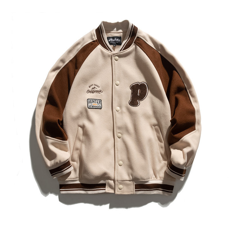 Man Fall Outfis Autumn Vintage Embroidery Stitching Baseball Uniform Jacket Male Hip Hop Loose Casual Jacket