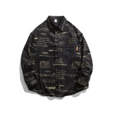 Man Fall Outfis Autumn Clothing Street Hip-Hop Creative Full Printed Contrast Color Pocket Shirt Boys Loose Top