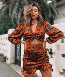 Kendall Jenner Wedding Guest Dress Ruffled Leopard Print Long Sleeve