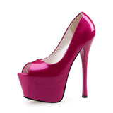 Hot Pink Heels Super High Heels Women's 13cm Stiletto Peep-Toe 15cm Women's Shoes