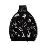 Men Sweater Dark Series Cartoon Fun Letters Brocade Sweater Men