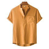Camp Collar Shirt Stand Collar Short Sleeve