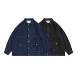 Man Fall Fall Vintage Washed Denim Jacket Loose Cargo Jacket