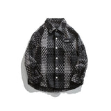 Man Fall Outfits Plaid Stitching Polo Collar Jacket Men's and Women's Casual Jacket
