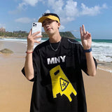 Men T-Shirts Loose Printed round Neck Half Sleeve