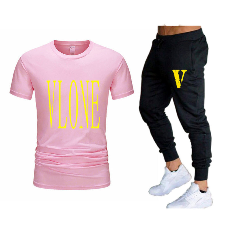 Vlone T Shirts & Pants 2 Piece Set Short-Sleeved Trousers Casual Summer Trousers For Men