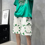 Men White Shorts Summer Shorts Men's Casual Loose Printed