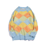 Man Fall Outfits Rainbow Striped Bear Embroidered Sweater Men's Loose Sweater