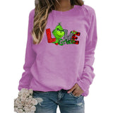 Men and Women Grinch Sweater Christmas Grinch Love Printed Crew Neck Sweatshirt Autumn and Winter