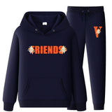 Vlone Hoodie & Pants 2 Piece Set Men'S Loose Printed Hoodie Sweater