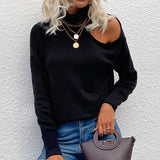 Women Pullover Knit Sweater Autumn off-Shoulder Sexy Sweater for Women