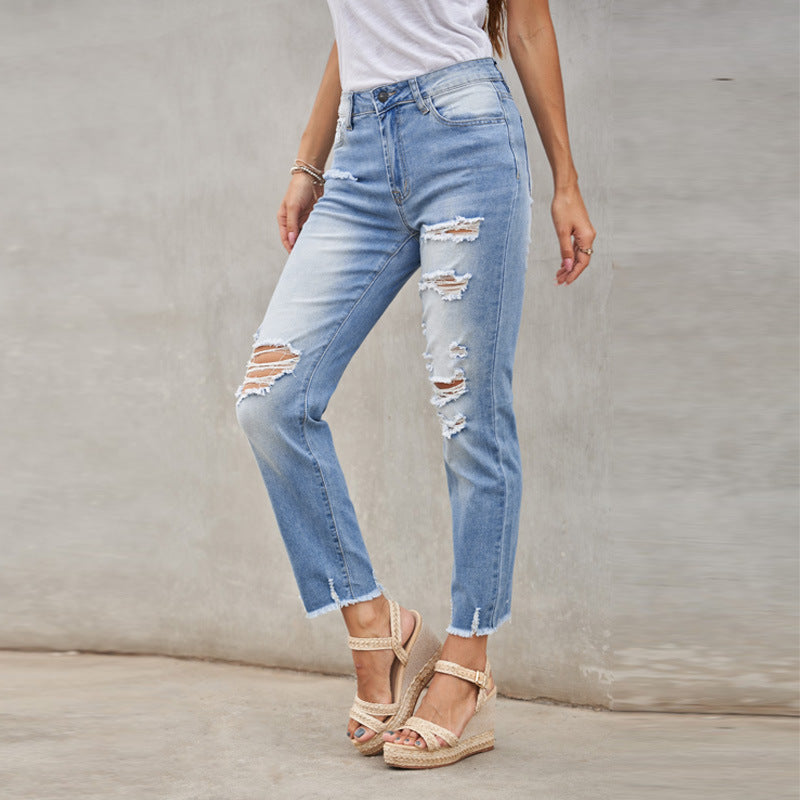 Gloria Vanderbilt Jeans Blue Cropped Pants High Waist Ripped