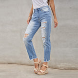 Gloria Vanderbilt Jeans Blue Cropped Pants High Waist Ripped