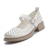 Highway Flat Sandals Summer Genuine Leather Retro Hollow Breathable Casual Sandals for Women