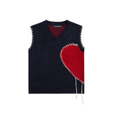 Men Sweater Hand Stitching Color Matching Sweater Vest Man Sleeveless Sweater Vest Outer Wear