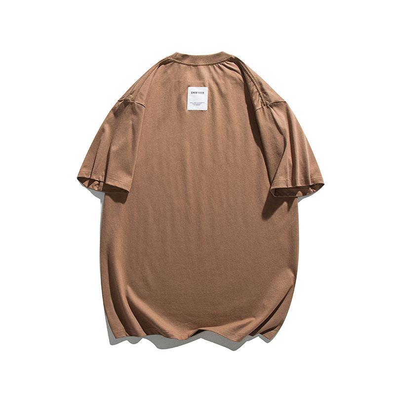 Men T Shitrs Basic Style Labeling Round Neck