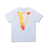 Vlone T Shirt Loose And Simple Back Large V Casual Short Sleeve T-Shirt