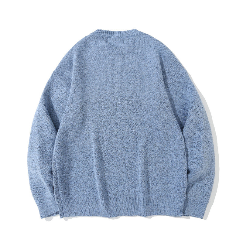 Men Sweater Cartoon Jacquard Sweater Men's Autumn Street Trend Loose Pullover