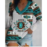 Romanian Gypsy Outfits Printed Long-Sleeved T-shirt for Women
