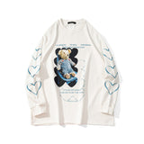 Man Fall Outfits Street Fun Cartoon Printed Long-Sleeved T-shirt Men's and Women's Casual round Neck Sweater