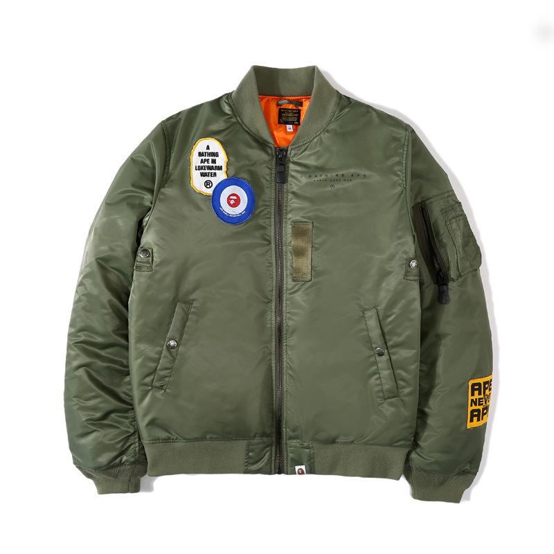 Bathing Ape Coat Autumn and Winter Men's Casual Armband Baseball Cotton-Padded Jacket Jacket Men's and Women's Coats