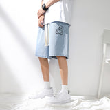 Men Denim Shorts NASA Joint-Name Jeans Loose Straight Casual
