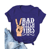 Halloween Costumes Bad Witch Vibe Shirt Pullover Simple Printed Crew Neck Top T-shirt Loose Short Sleeve