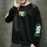 Men Hoodie Deerskin Velvet Embroidery Loose Casual