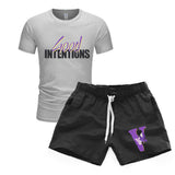 Vlone T Shirts & Shorts 2 Piece Set Men'S Short Sleeve Sports Beach