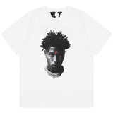 Vlone Shortsleeved Portrait High Street Loose Casual Men And Women Couple Round Collar Tee Printed Letter Tshirt
