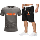 Vlone T Shirts & Shorts 2 Piece Set Large V Printed Short Sleeve Loose Short Sleeve T-Shirt Shorts