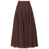 MIDI Mauve Skirt Women's Clothing Mesh Skirt Autumn Middle Fairy Female Dress