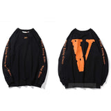 Vlone Sweatshirt Sweater Large V Velvet Long Sleeve Flame Skull Terry Cotton