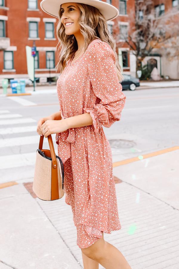 Kendall Jenner Wedding Guest Dress Printed Long Sleeve V-neck Loose Casual Lace up